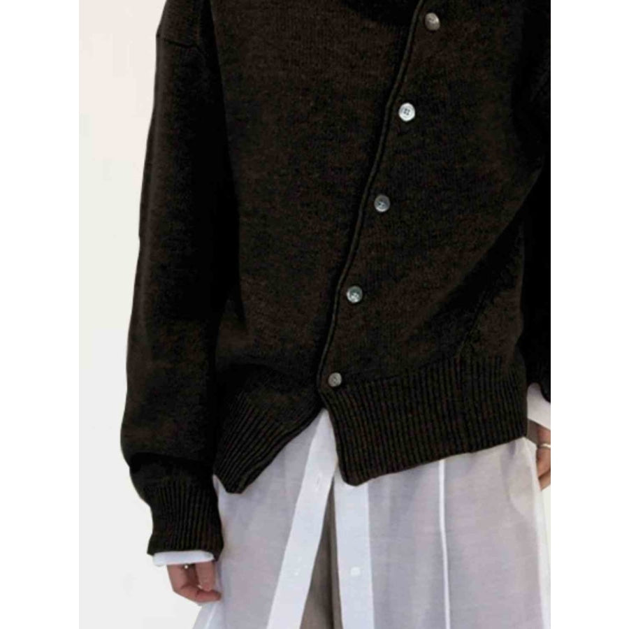 Dropped Shoulder Buttoned Cardigan