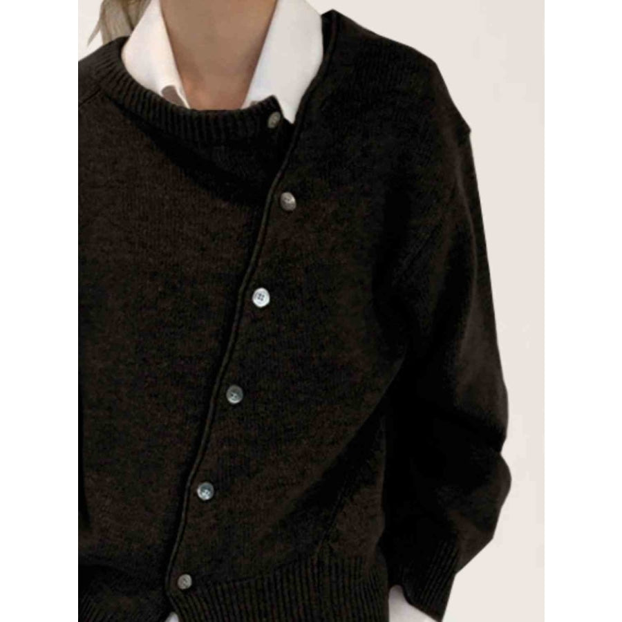 Dropped Shoulder Buttoned Cardigan