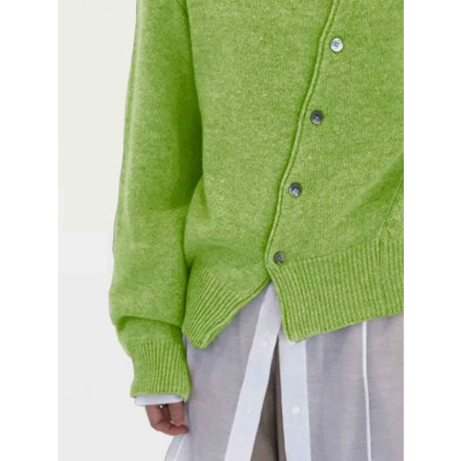 Dropped Shoulder Buttoned Cardigan