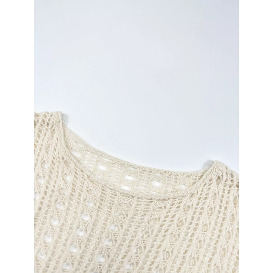Dropped Shoulder Crochet Knit Cover Up Apparel and Accessories