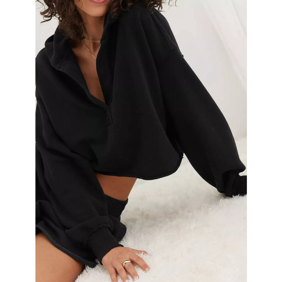 Dropped Shoulder Cropped Hoodie Apparel and Accessories