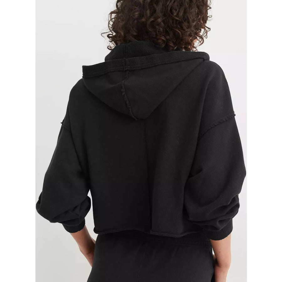 Dropped Shoulder Cropped Hoodie Apparel and Accessories
