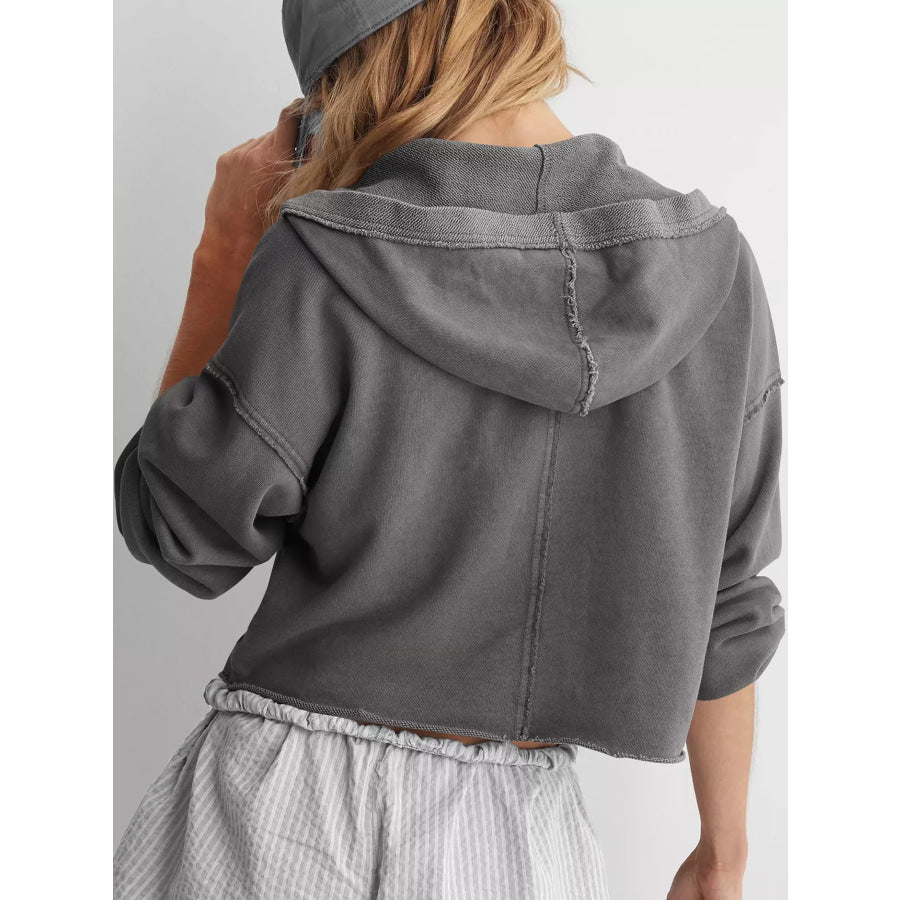 Dropped Shoulder Cropped Hoodie Apparel and Accessories