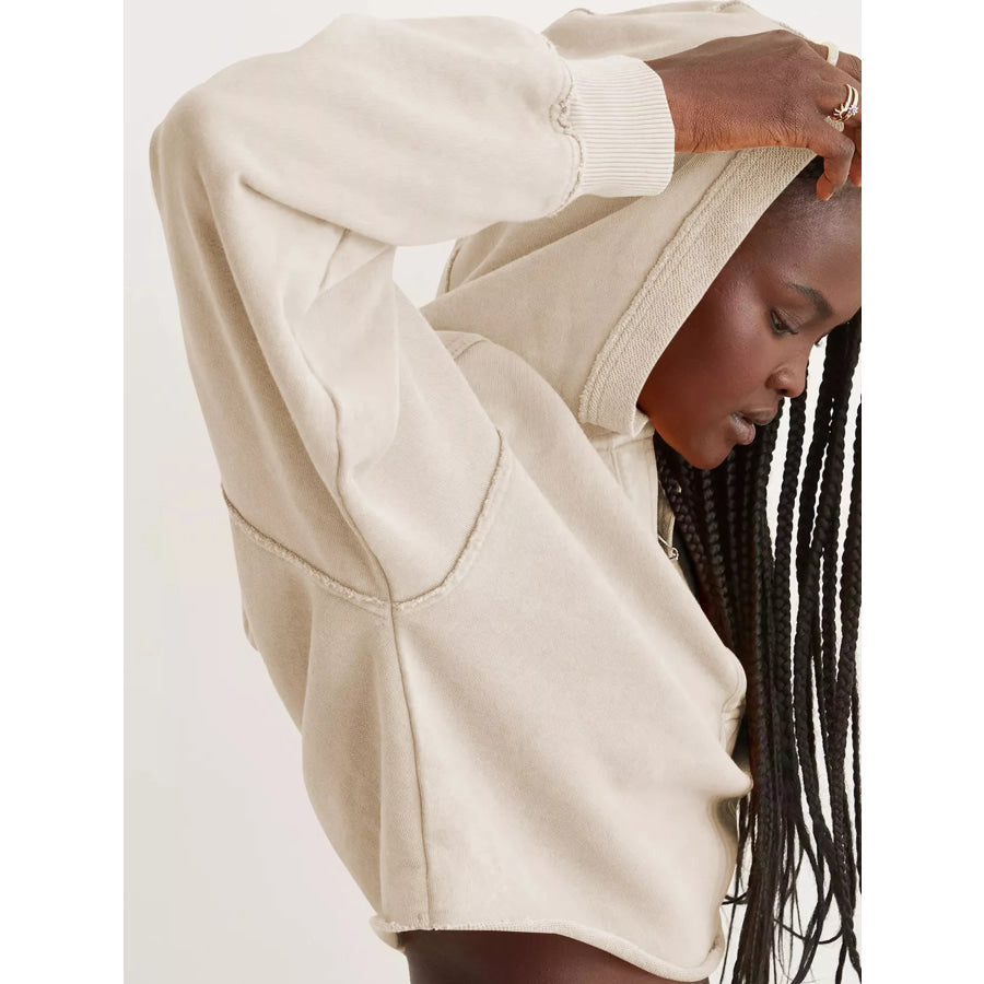 Dropped Shoulder Cropped Hoodie Apparel and Accessories