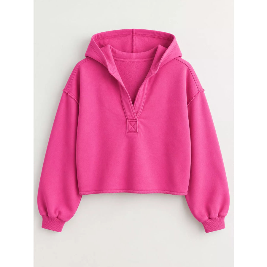 Dropped Shoulder Cropped Hoodie Apparel and Accessories