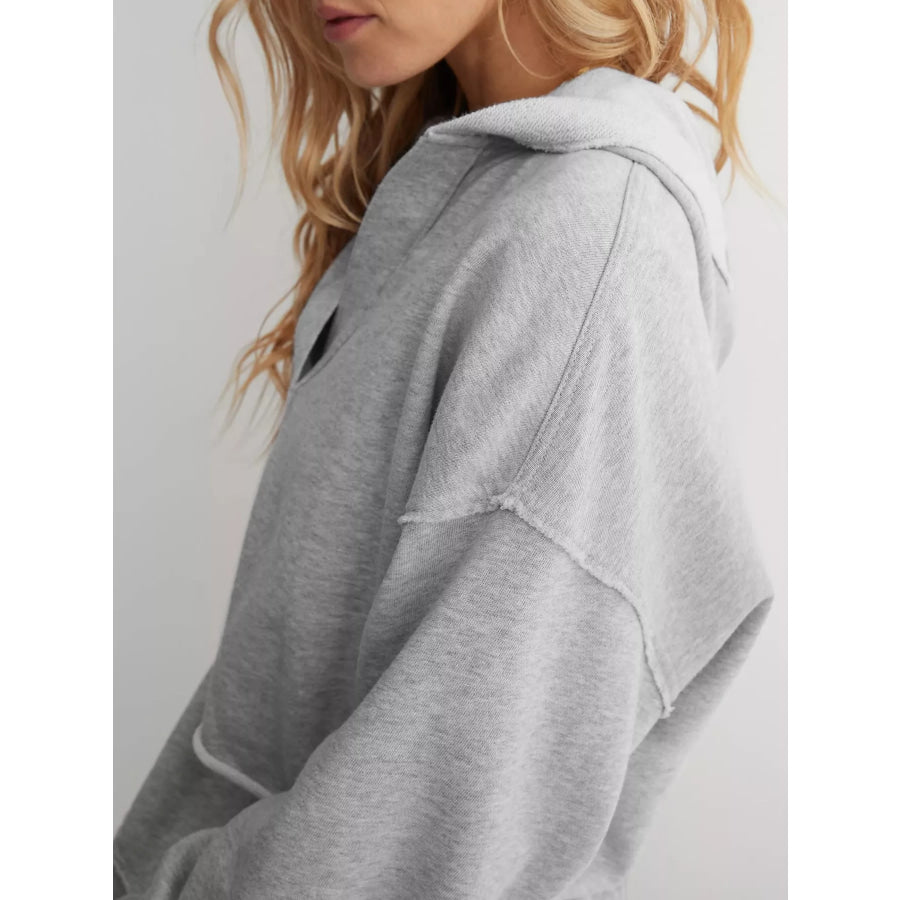 Dropped Shoulder Cropped Hoodie Apparel and Accessories