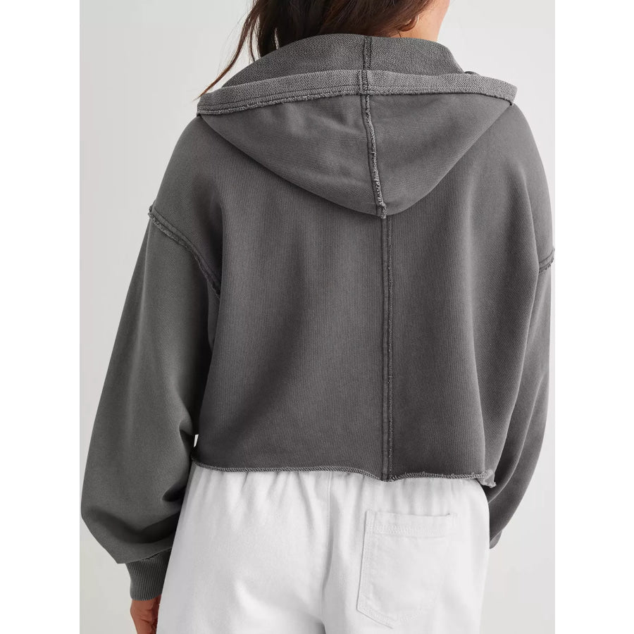 Dropped Shoulder Cropped Hoodie Apparel and Accessories