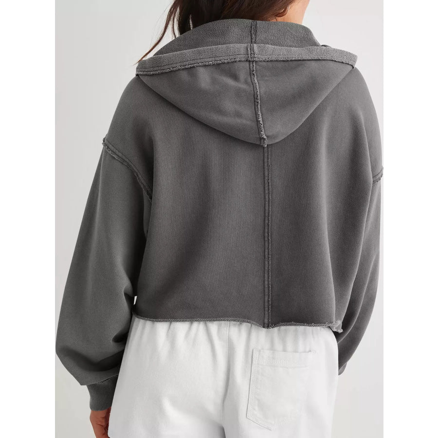 Dropped Shoulder Cropped Hoodie Apparel and Accessories