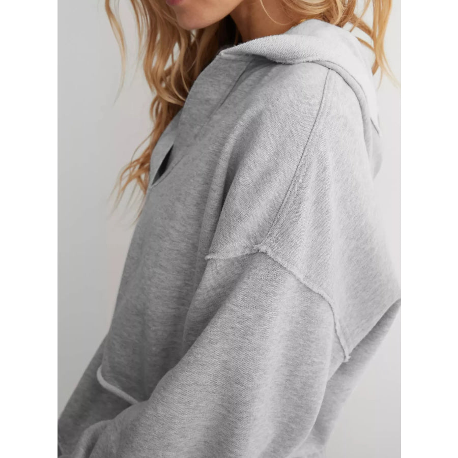 Dropped Shoulder Cropped Hoodie Apparel and Accessories