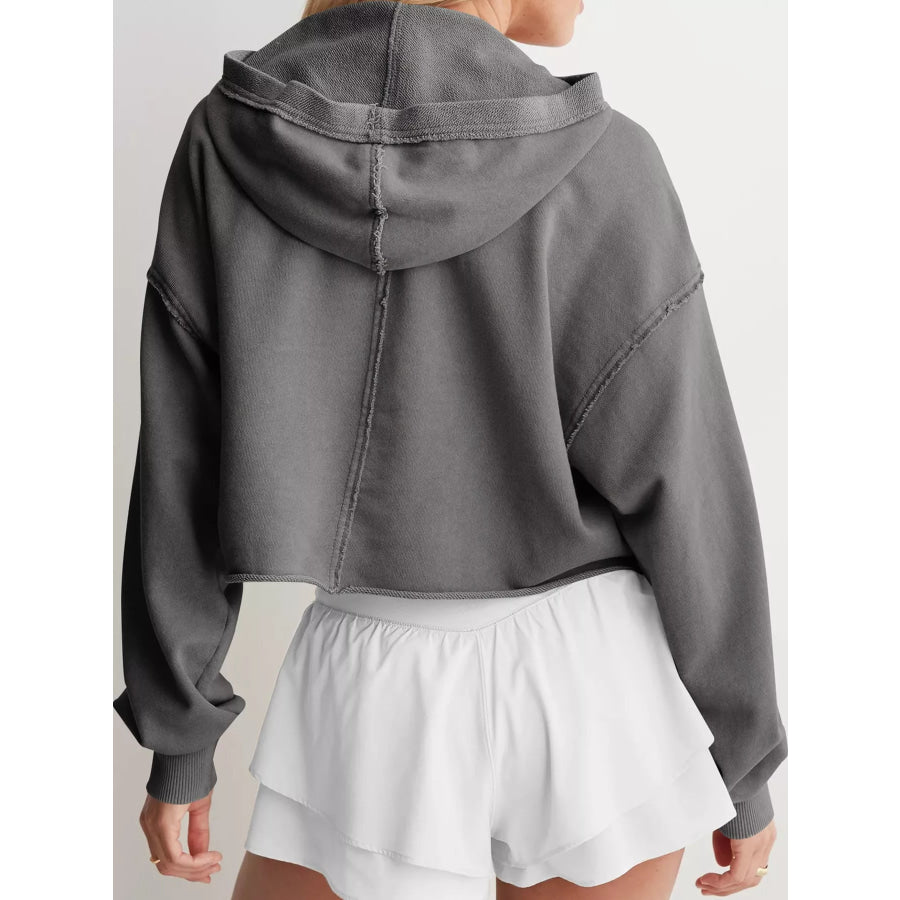 Dropped Shoulder Cropped Hoodie Apparel and Accessories