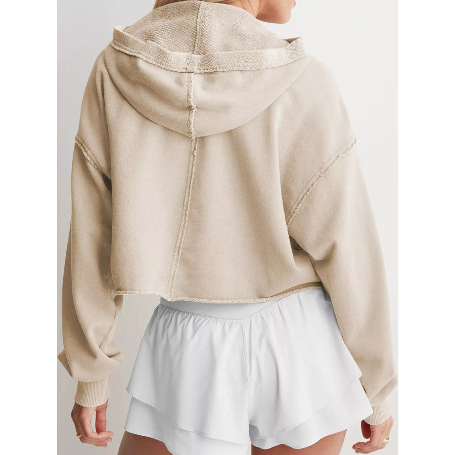 Dropped Shoulder Cropped Hoodie Apparel and Accessories