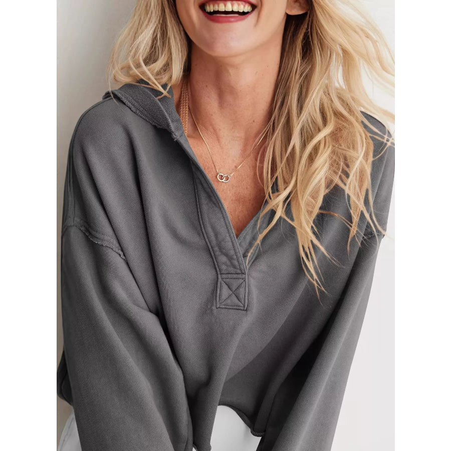 Dropped Shoulder Cropped Hoodie Apparel and Accessories