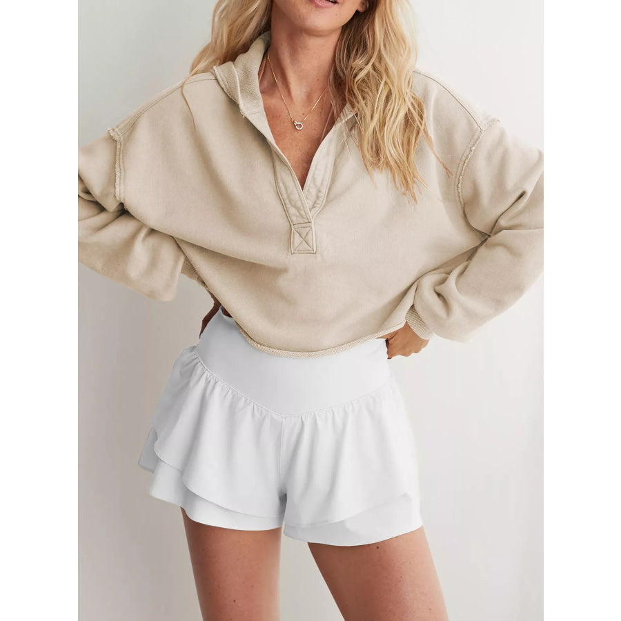 Dropped Shoulder Cropped Hoodie Apparel and Accessories