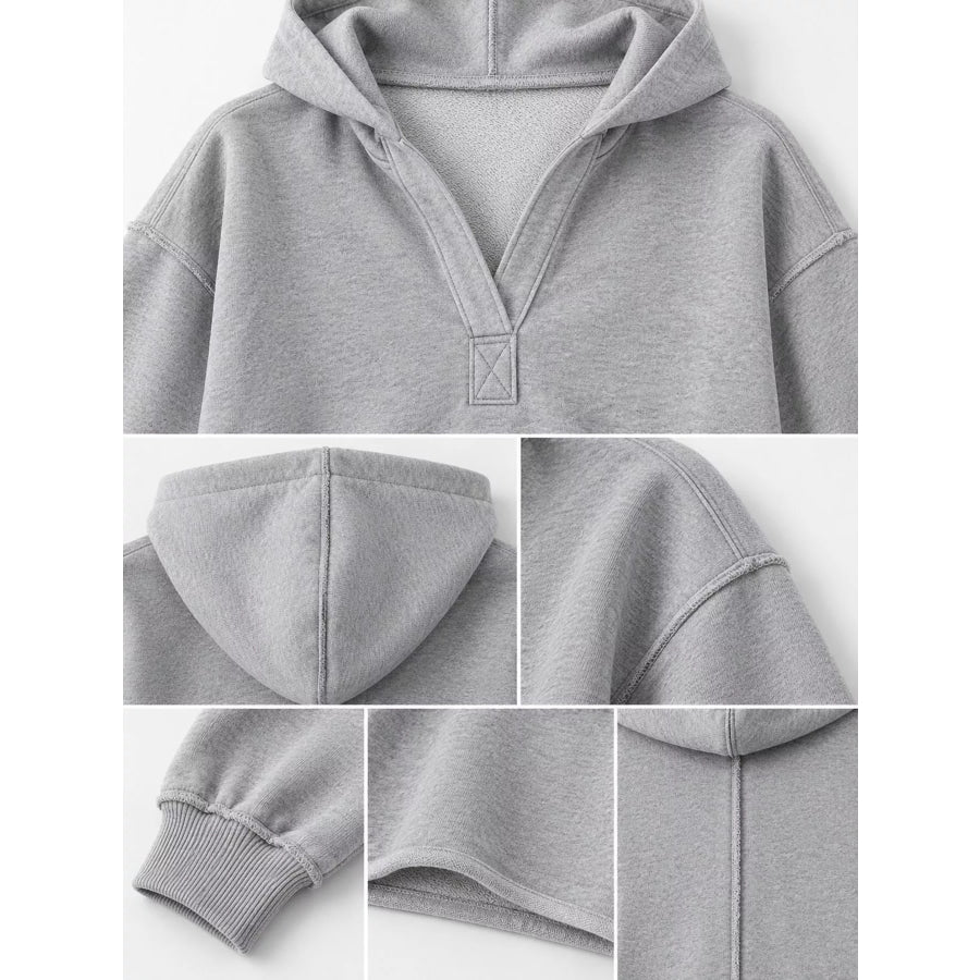 Dropped Shoulder Cropped Hoodie Apparel and Accessories