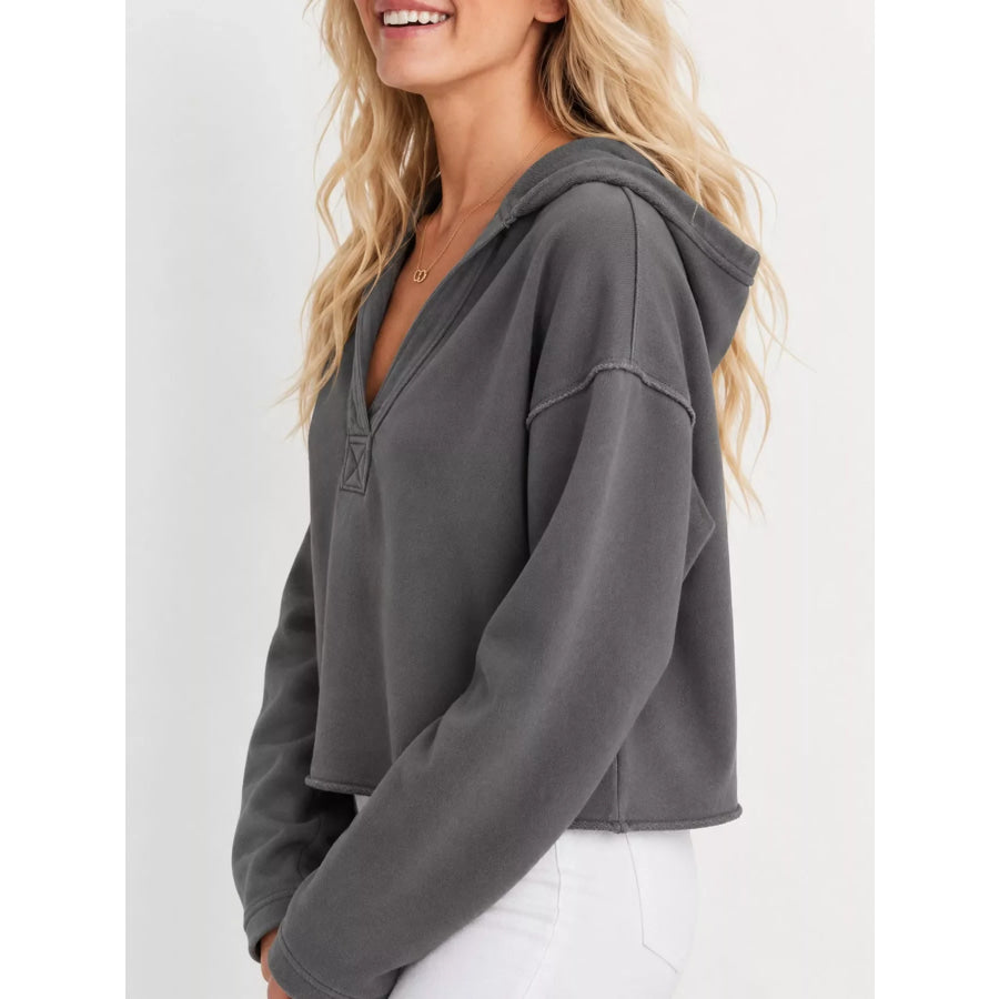 Dropped Shoulder Cropped Hoodie Apparel and Accessories