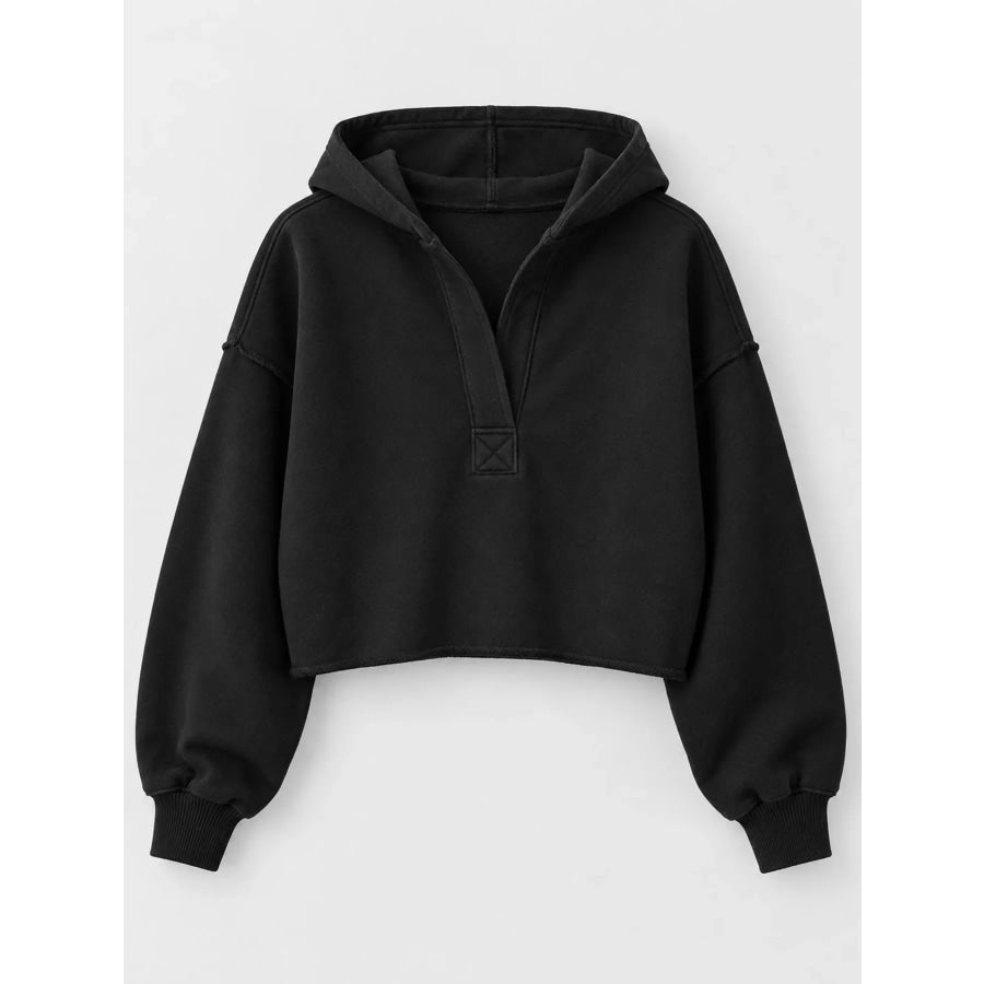Dropped Shoulder Cropped Hoodie Apparel and Accessories