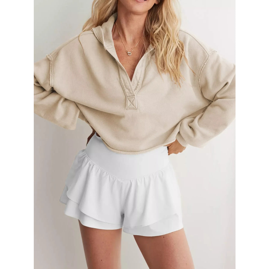 Dropped Shoulder Cropped Hoodie Apparel and Accessories