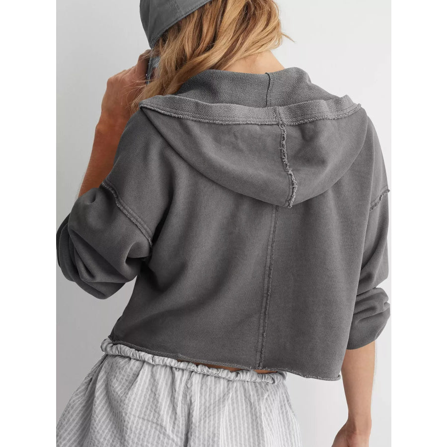 Dropped Shoulder Cropped Hoodie Apparel and Accessories