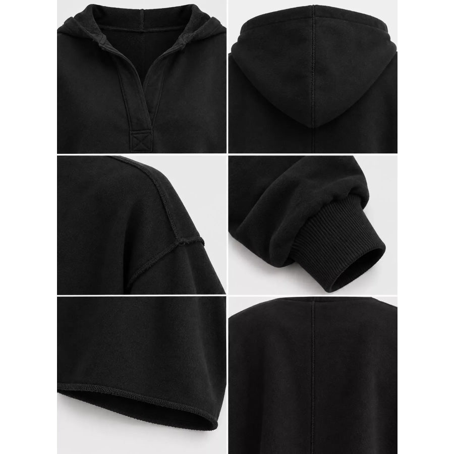Dropped Shoulder Cropped Hoodie Apparel and Accessories