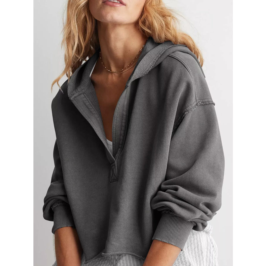 Dropped Shoulder Cropped Hoodie Apparel and Accessories