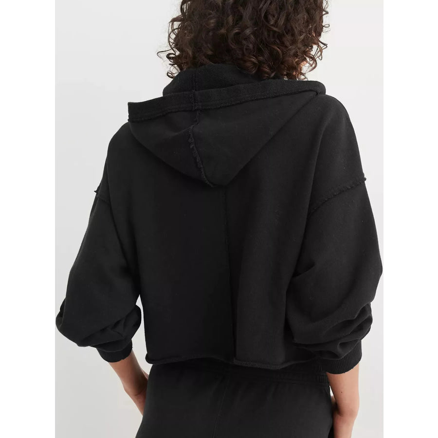 Dropped Shoulder Cropped Hoodie Apparel and Accessories