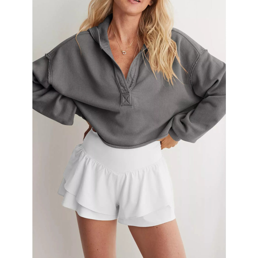 Dropped Shoulder Cropped Hoodie Apparel and Accessories