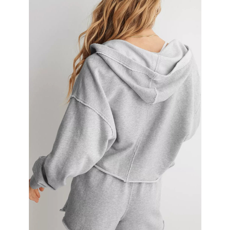 Dropped Shoulder Cropped Hoodie Apparel and Accessories