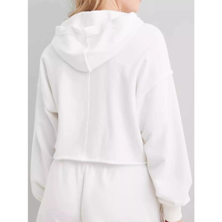 Dropped Shoulder Cropped Hoodie Apparel and Accessories