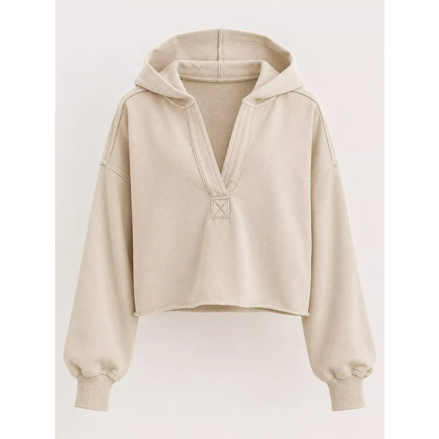 Dropped Shoulder Cropped Hoodie Apparel and Accessories