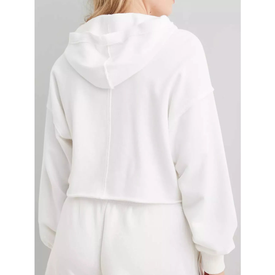 Dropped Shoulder Cropped Hoodie Apparel and Accessories