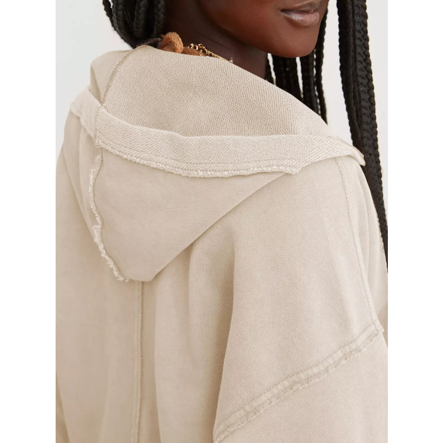 Dropped Shoulder Cropped Hoodie Apparel and Accessories