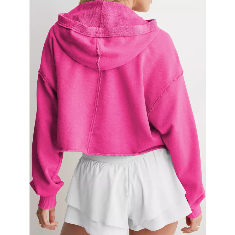 Dropped Shoulder Cropped Hoodie Apparel and Accessories