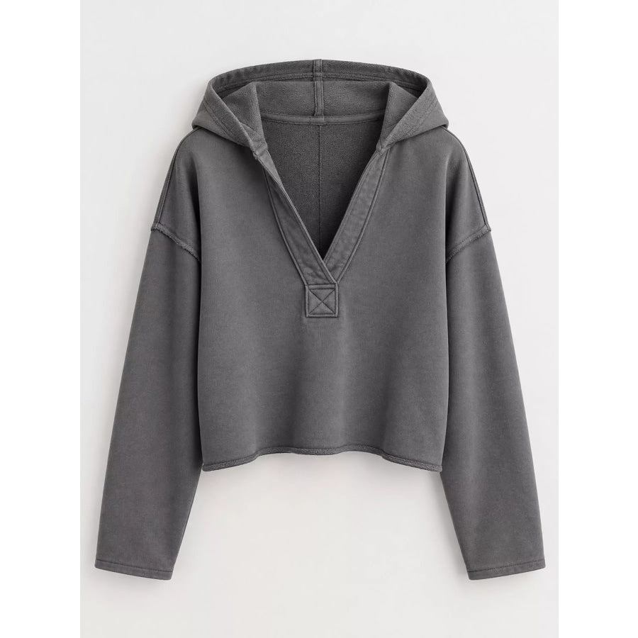 Dropped Shoulder Cropped Hoodie Apparel and Accessories