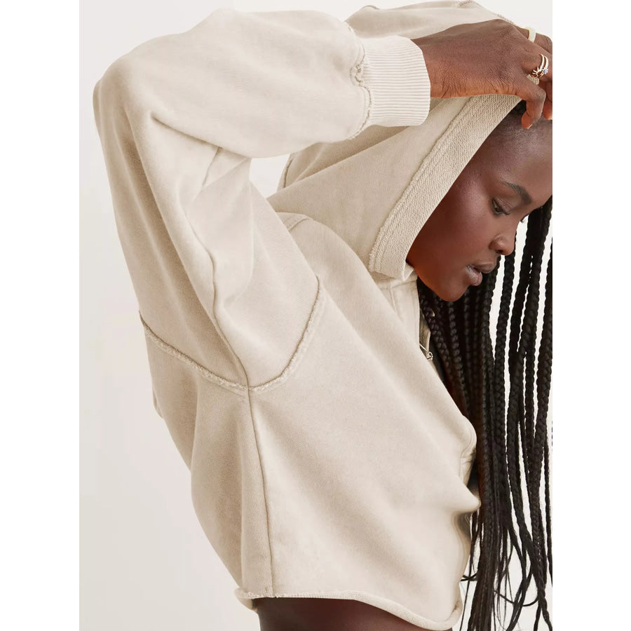 Dropped Shoulder Cropped Hoodie Apparel and Accessories