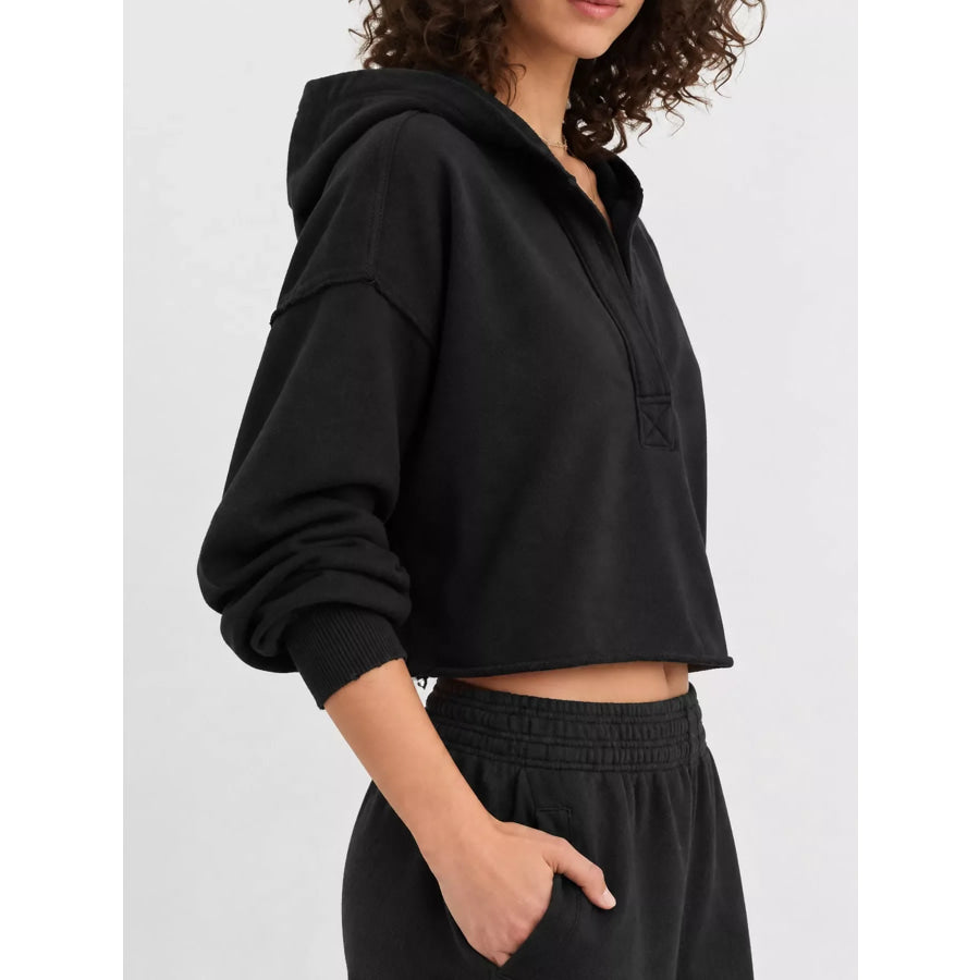 Dropped Shoulder Cropped Hoodie Apparel and Accessories