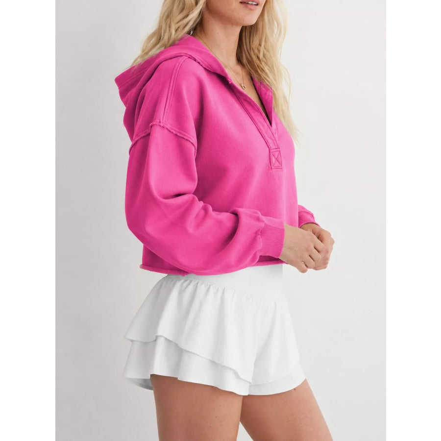 Dropped Shoulder Cropped Hoodie Apparel and Accessories