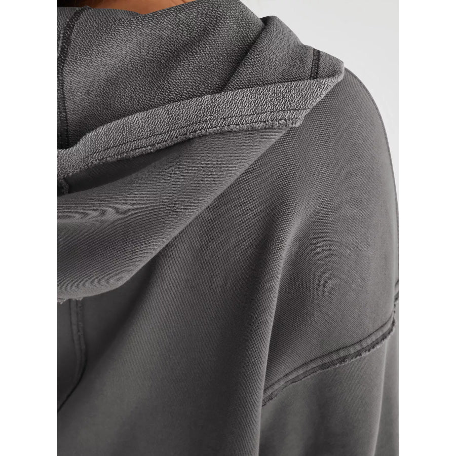Dropped Shoulder Cropped Hoodie Apparel and Accessories