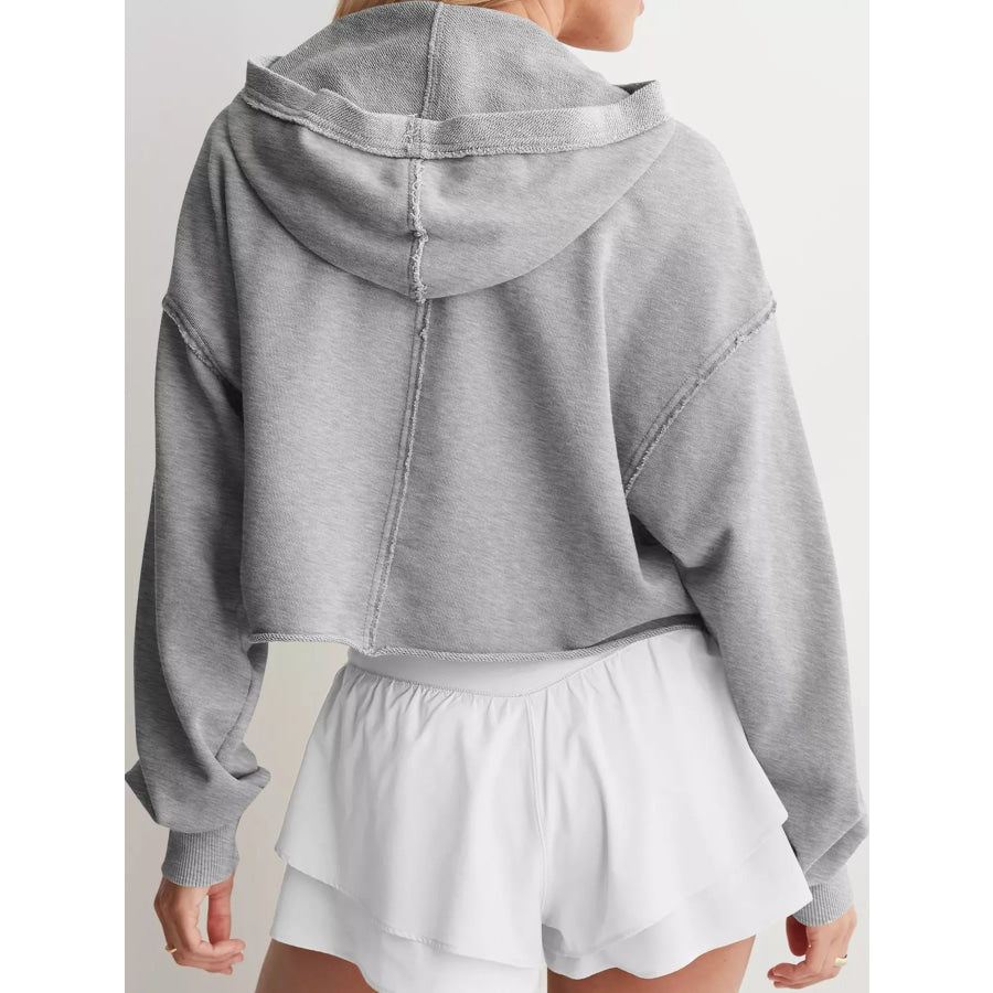 Dropped Shoulder Cropped Hoodie Apparel and Accessories