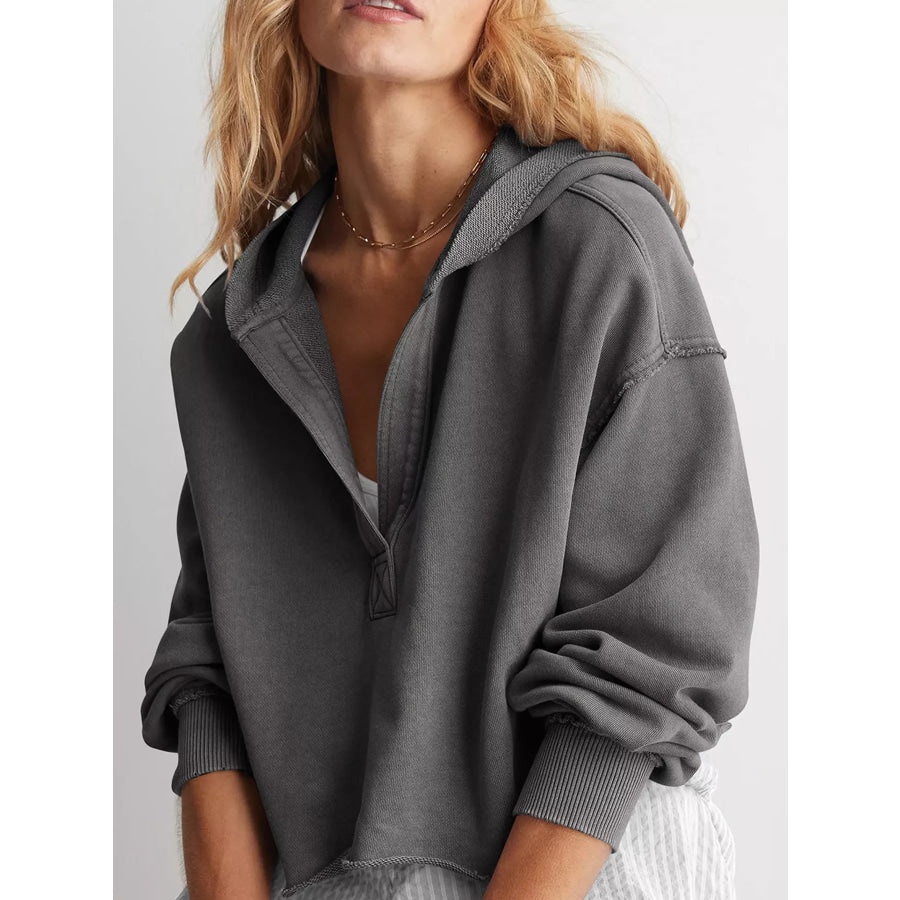 Dropped Shoulder Cropped Hoodie Apparel and Accessories