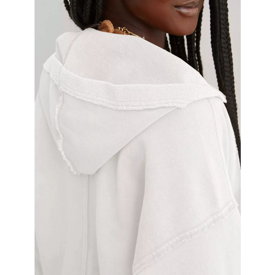 Dropped Shoulder Cropped Hoodie Apparel and Accessories