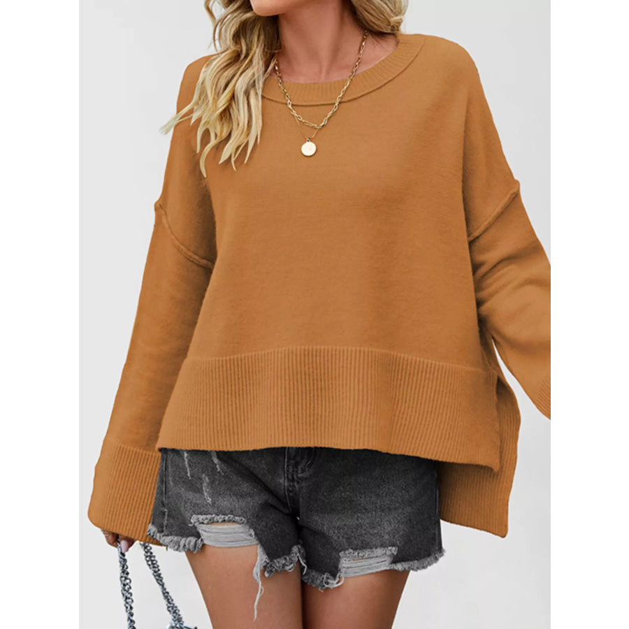 Dropped Shoulder Flare Sleeve Sweater Apparel and Accessories