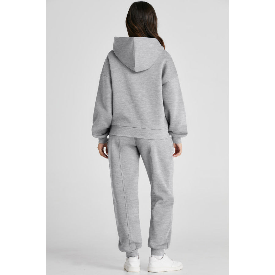 Dropped Shoulder Long Sleeve Hoodie and Pants Active Set Apparel and Accessories