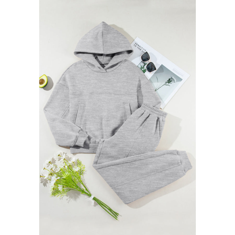 Dropped Shoulder Long Sleeve Hoodie and Pants Active Set Apparel and Accessories