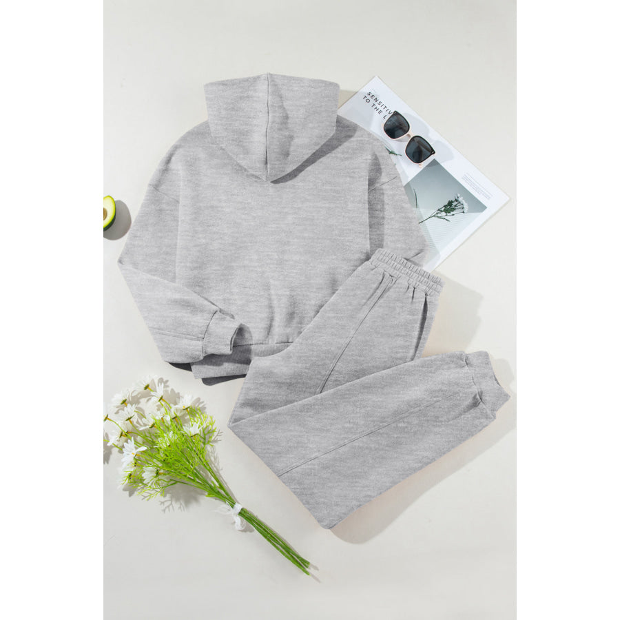 Dropped Shoulder Long Sleeve Hoodie and Pants Active Set Apparel and Accessories