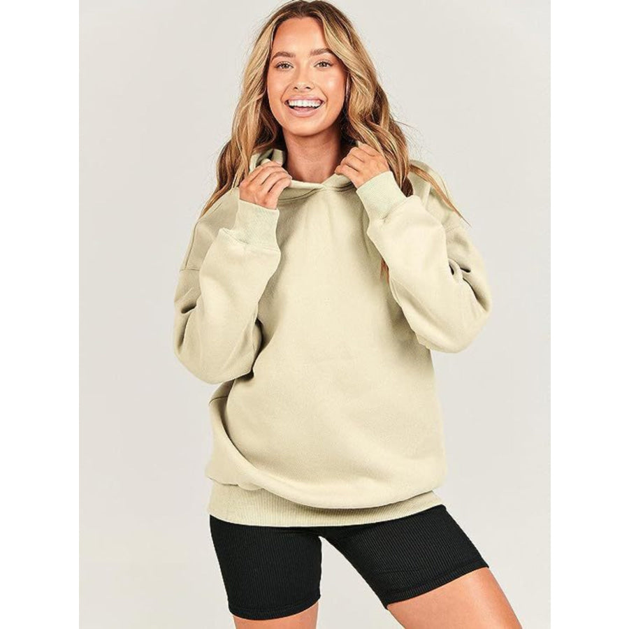 Dropped Shoulder Long Sleeve Hoodie Apparel and Accessories