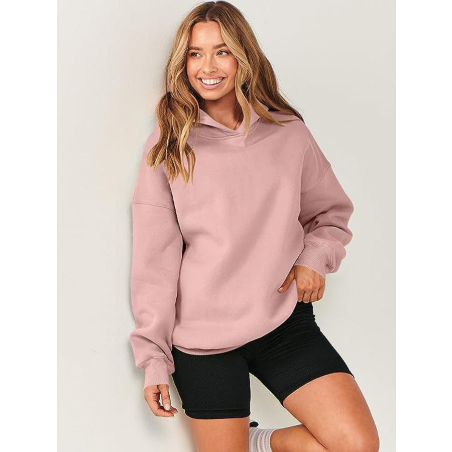 Dropped Shoulder Long Sleeve Hoodie Apparel and Accessories