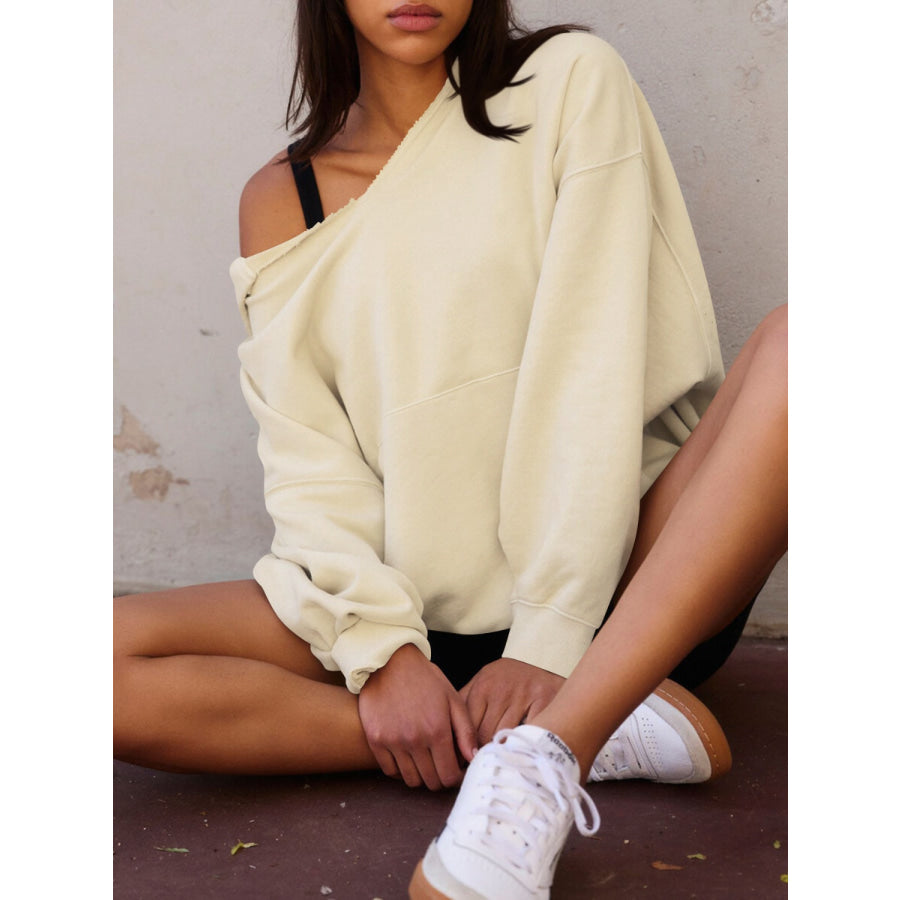 Dropped Shoulder Long Sleeve Hoodie Apparel and Accessories