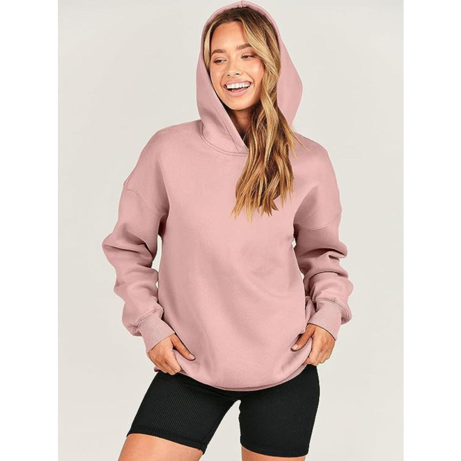 Dropped Shoulder Long Sleeve Hoodie Apparel and Accessories