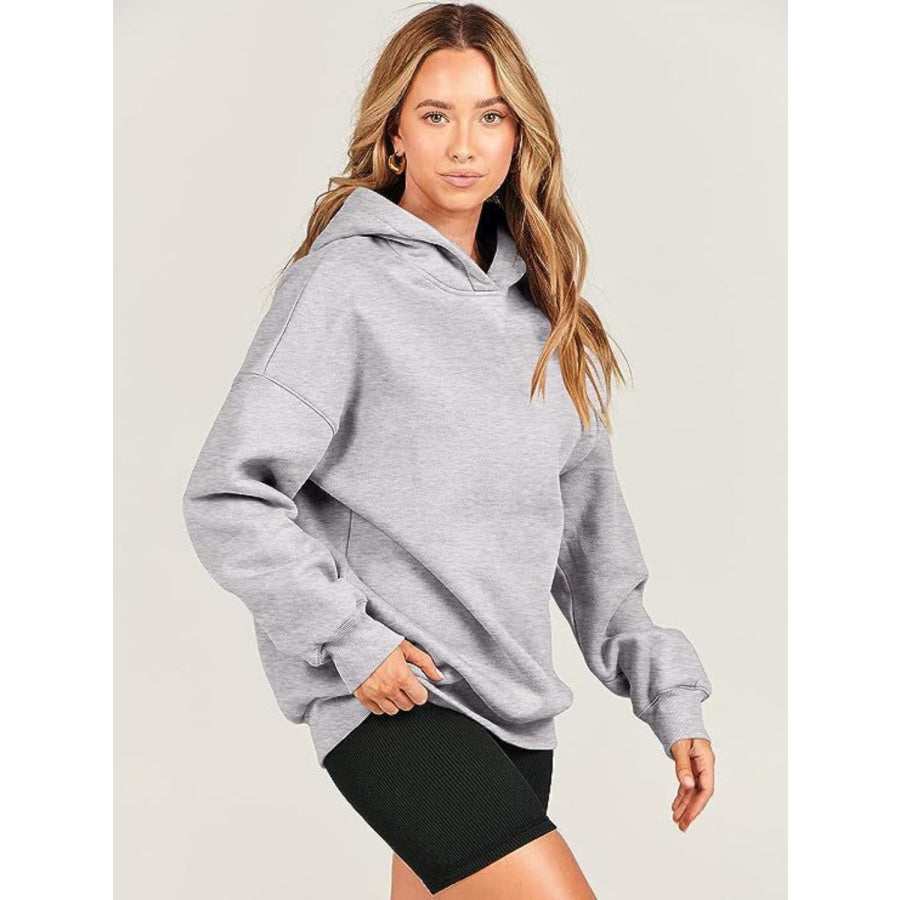 Dropped Shoulder Long Sleeve Hoodie Apparel and Accessories