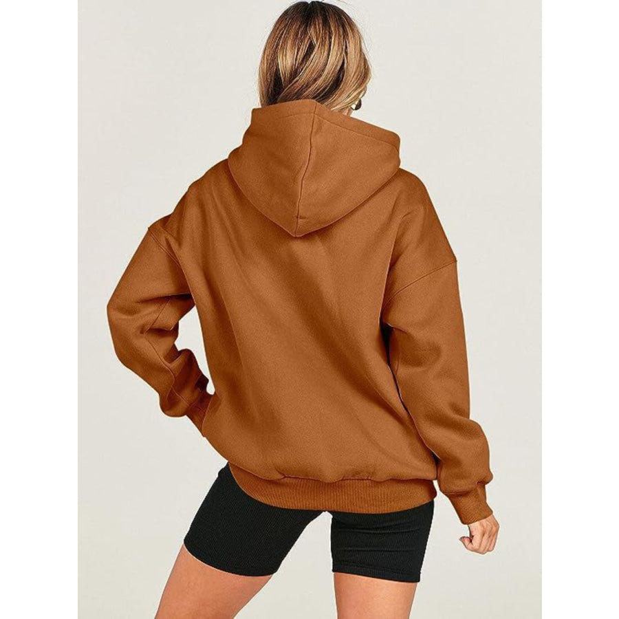 Dropped Shoulder Long Sleeve Hoodie Apparel and Accessories